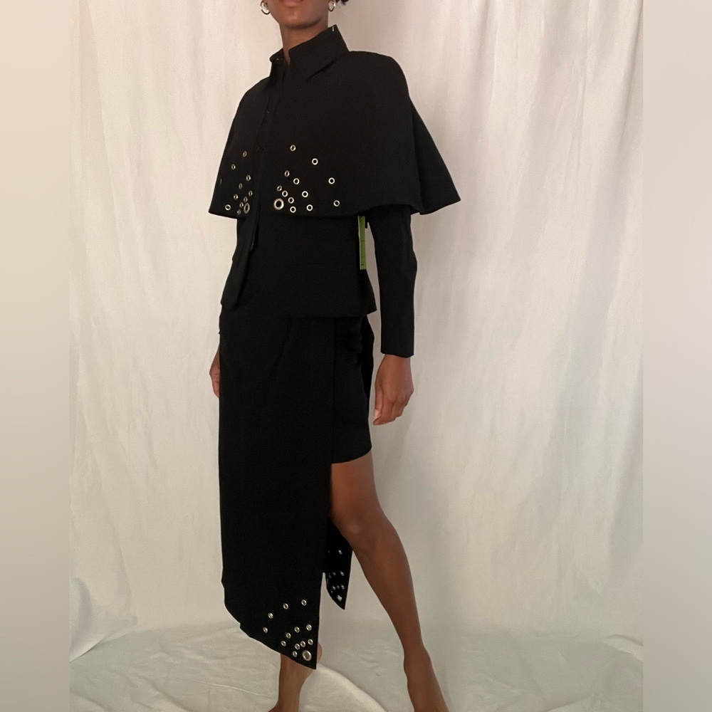 Local designer grommet jacket and skirt set